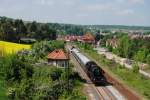 DB Museum 03 1010 als Schlu�lok am DPE 37692 aus Camburg, am 19.05.2013 im ehemaligen Bahnhof Freyburg.