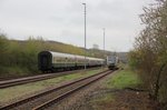 Der abgestellte  Rotkäppchen-Express I  aus Eisenach, am 17.04.2016 im ehemaligen Bahnhof Karsdorf. (Foto: Wolfgang Krolop)