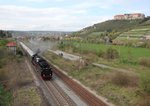 IGE Werrabahn 41 1144-9 mit dem RE 16189  Rotkäppchen-Express I  nach Eisenach, am 17.04.2016 bei der Ausfahrt in Freyburg. (Foto: Wolfgang Krolop)