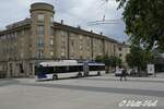 Trolleybus articulé Hess BGT-N2C 842  Ici à Lausanne place de Sallaz   le 17 Juin 2020