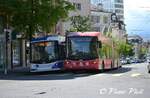 Trolleybus articulé Hess BGT-N2C 853 avec la pub Casino de Montreux  Ici à Lausanne Georgette  le 05 Mai 2012